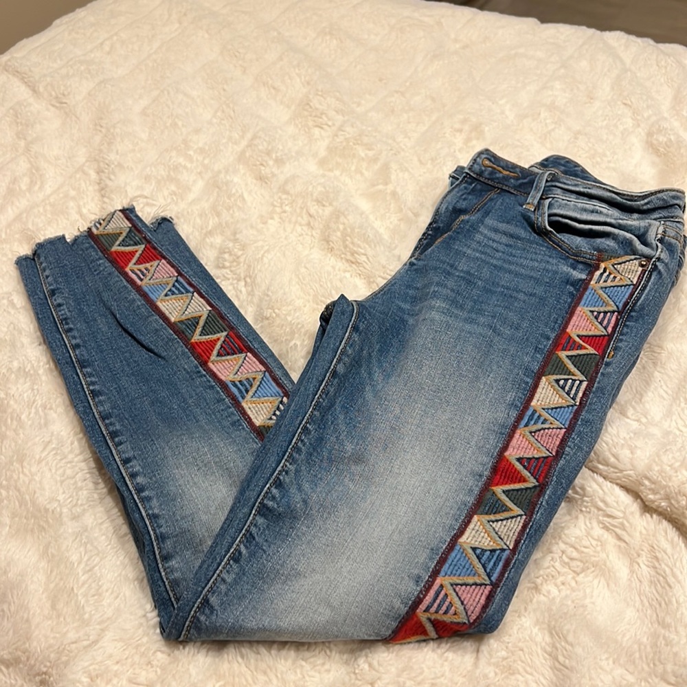 AQUA | denim jeans with Aztec detailing
